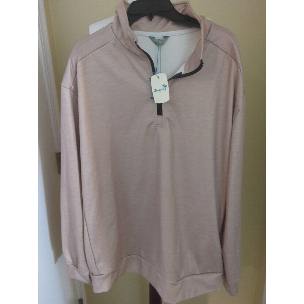 Royaura Stand Collar 1/4 Zip Khaki Men's Pullover Sweatshirts XL